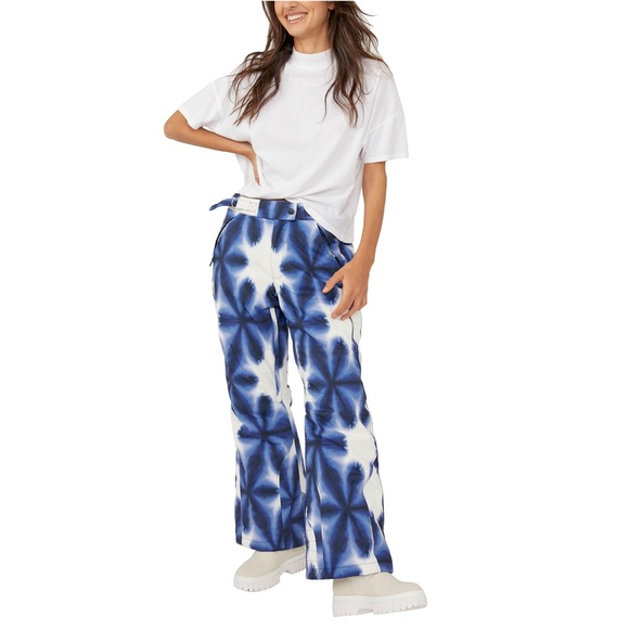NEW Free People Bunny Slope Printed Ski Pants Blue Print XS